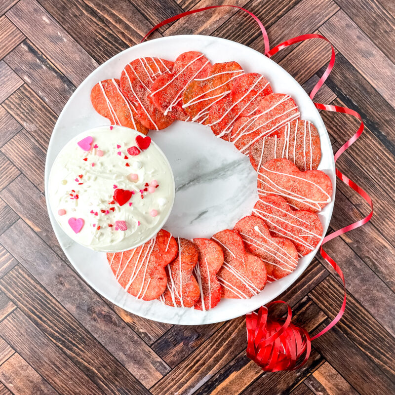 Valentine Heart Tortilla Chips with Vanilla Cream Cheese Dip