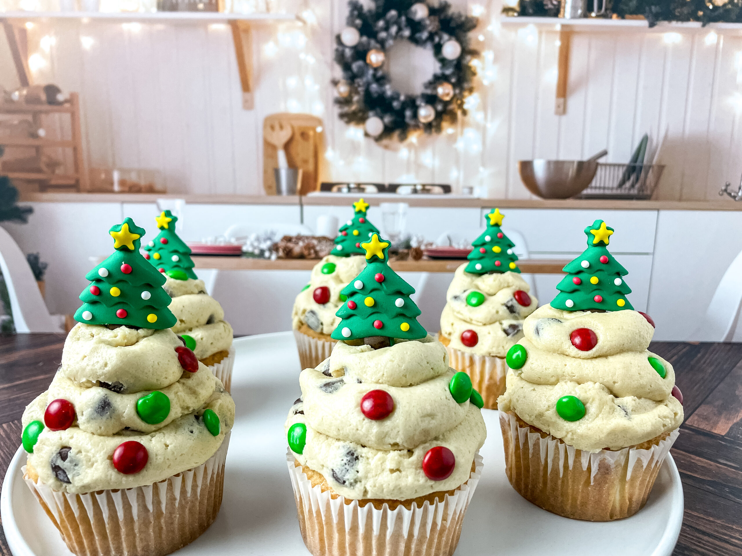 Cookie Dough Buttercream Christmas Tree Cupcakes