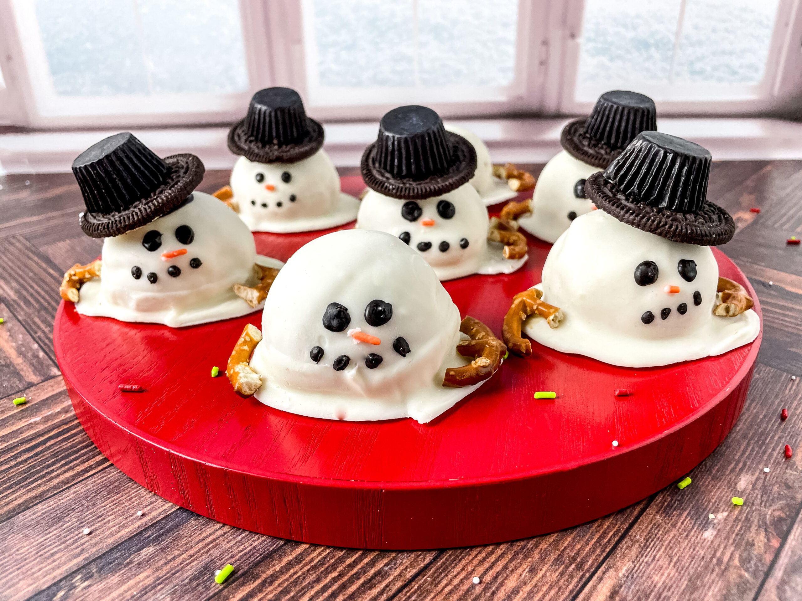 Edible Cookie Dough Melting Snowman Truffles